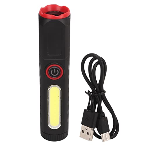 XIASABA Camping Taschenlampe mit 4 Modi Verstellbarer Magnetschwanz und Hände Colschleuchte und Clip in schwarzen und blauen Farben (Black Red) von XIASABA