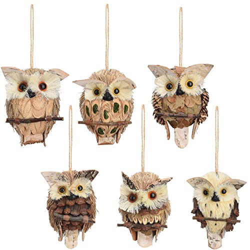 XIASABA 6 × hängende Eulen-Ornamente Hängende Eulen-Ornamente aus Holz und Sisal, Vogel-Weihnachtsschmuck Waldtier Eulen-Ornamente für Parks Haus und Garten XIASABA 6 × hängende Eulen-Ornamente Hängende Eulen-Ornamente aus Holz und Sisal, Vogel-Weihnachtsschmuck Waldtier Eulen-Ornamente für Parks Haus und Garten von XIASABA