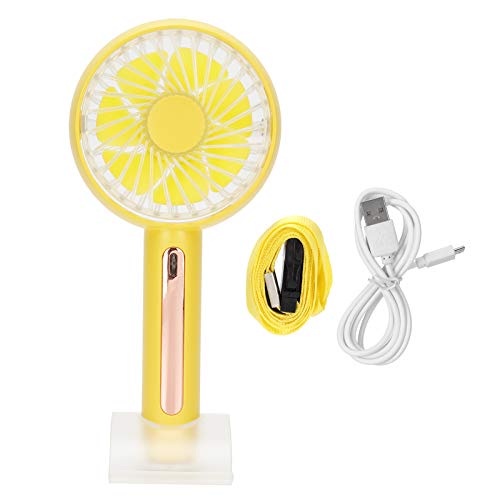 XIASABA Handheld Electric Desktop Mini -Lüfter mit 15 ° einstellbarem Winkel und Telefonstand bietet 4 Windgeschwindigkeiten in rosa Farbe (Yellow) von XIASABA