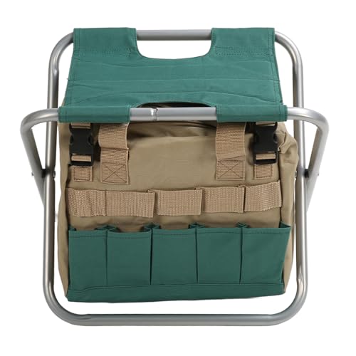 XIASABA Robuster Klapphocker mit Tasche, multifunktionaler Garten-Toolkit-Hocker für die Gartenarbeit (Silber) von XIASABA
