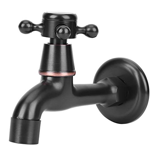 XIASABA RETRO STYLE MESSING Einer Griff Single Cold Quick Open -Wasserhahn für MOP -Pool oder Haushaltskurzhahn in eleganter schwarzer Farbe ideal für den normalen (Mop pool long style-black) von XIASABA