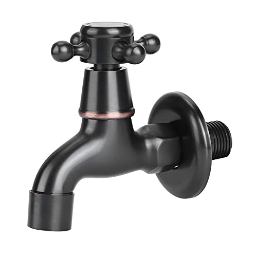 XIASABA RETRO STYLE MESSING Einer Griff Single Cold Quick Open -Wasserhahn für MOP -Pool oder Haushaltskurzhahn in eleganter schwarzer Farbe ideal für den normalen (Mop pool short style-black) von XIASABA