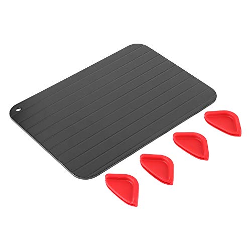 XIASABA Rectangle Quick Defrost Tray Rapid Thaw Plate Board Ideal For Defrosting Meat And Food A Must Have Kitchen Gadget Made Of Aluminum In Black And Red Color Approx 23x16 5x0 von XIASABA