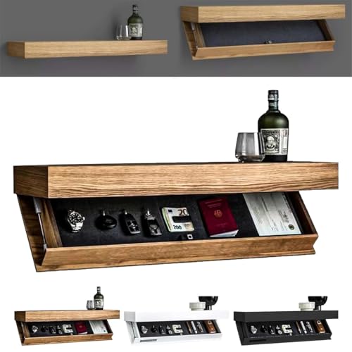 XIASUH Magicflap Designer-Regal mit Geheimfach, 2025 neues verdecktes schwebendes Regal, wandmontierte Aufbewahrungslösung, Geheimregal, Moderne Inneneinrichtung, ideal for Wohnzimmer oder Büro(Wood) von XIASUH
