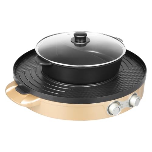 Hot Pot und grill,2200W 2-in-1 Elektrischer Hot Pot Barbecue,Unabhängige und stufenlose Einstellung,Abnehmbar,Antihaft-Beschichtung,Klarer Deckel,44cm,Gold Hot Pot und grill,2200W 2-in-1 Elektrischer Hot Pot Barbecue,Unabhängige und stufenlose Einstellung,Abnehmbar,Antihaft-Beschichtung,Klarer Deckel,44cm,Gold von XIAYUHE