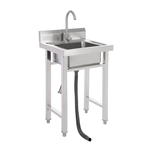 Spüle,Gewerbliche Spüle Kommerzielle Spüle,201 Edelstahl Spüle, 360° Wasserhahn-Drehwinkel,35 * 31 * 19cm,Küchen, Cafés, Bars, Milch-Tee-Geschäft,Silber von XIAYUHE