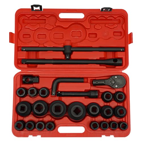 Steckschlüsselsatz Socket Set,3/4 "& 1" Socket Set,Stecknüsse,26 Stk Steckschlüsselsatz,72-Zähne Zählratchette,5-Grad-Bogenschwingung,Für Auto Reparatur von XIAYUHE