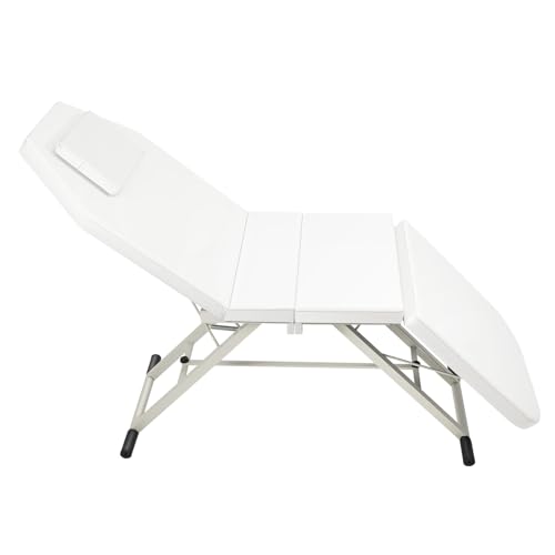 XIAYUHE Massageliege Klappbar,3 Zonen Massageliege mit Kissen,250 kg Tragfähigkeit,Verstellbare Rückenlehne und Schwanz,Massageliegen mit Atemloch,180x60x60cm,Weißton von XIAYUHE
