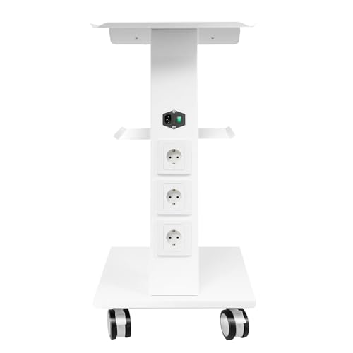 XIAYUHE Rollwagen Laborwagen,Multifunktions-Laborwagen,3-stufiger Rollwagen mit Steckdosen,rollender Klinikwagen mit Instrumentenablage,8 einstellbare Höhenstufen,Weiß von XIAYUHE