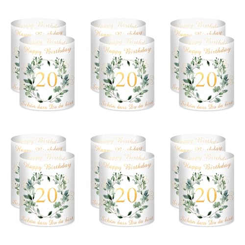 12x Windlichter Deko 20 Geburtstag Frau & Mann – Tischdeko Outdoor für 20. Geburtstag Frauen & Männer – 20 Jahre Happy Birthday Tischdekoration – Geeignet für Teelichter oder Kerzen 12x Windlichter Deko 20 Geburtstag Frau & Mann – Tischdeko Outdoor für 20. Geburtstag Frauen & Männer – 20 Jahre Happy Birthday Tischdekoration – Geeignet für Teelichter oder Kerzen von XIAZHDZ