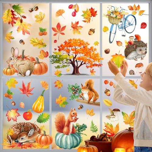 84 Stück Fensterbilder Herbst Selbstklebend – Herbstdeko Fenster mit Ahornblättern, Kürbis & Eichhörnchen, Herbstdeko Innen für Kinderzimmer, Wohnzimmer, Café, Fall & Thanksgiving Herbst Decoration 84 Stück Fensterbilder Herbst Selbstklebend – Herbstdeko Fenster mit Ahornblättern, Kürbis & Eichhörnchen, Herbstdeko Innen für Kinderzimmer, Wohnzimmer, Café, Fall & Thanksgiving Herbst Decoration von XIAZHDZ