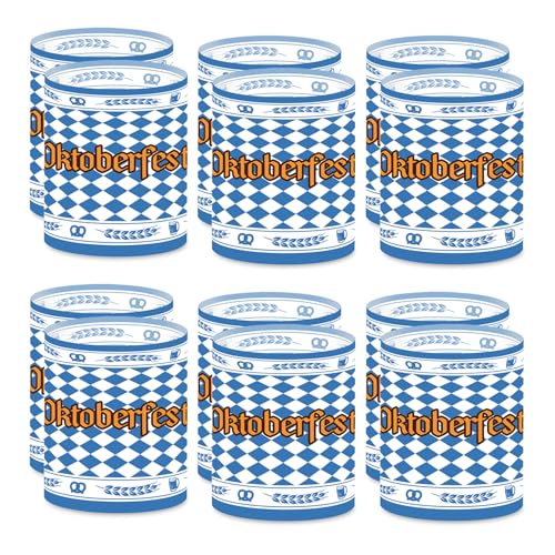 Oktoberfest Deko Set mit 12 Windlichtern – Bayrische Deko Blau Weiß, Perfekt als Tischdeko für Oktoberfest Party, Bayern Mottofest & Wiesn, Für Teelichter oder LED-Kerzen von XIAZHDZ