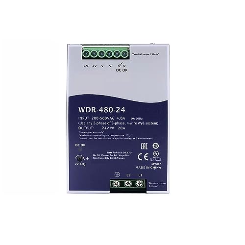 WDR-480 480W 180-550V AC zu DC 24V 48V Industrie DIN-Schiene Schaltnetzteil WDR-480-24 WDR-480-48 1Stk (Size : 180-550V, Color : 24V) von XIBANY