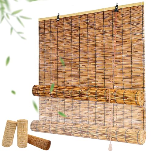 XIBANY Bambusrollo Wetterfest Aussen Natur Bambus Rollo Für Aussenbereich Balkon, Fenster Raffrollos 55 70 80 95 100 110 120 145 160 182cm Breite Sonnenschutz UV-Block Trennwand Sichtschutz Rollo XIBANY Bambusrollo Wetterfest Aussen Natur Bambus Rollo Für Aussenbereich Balkon, Fenster Raffrollos 55 70 80 95 100 110 120 145 160 182cm Breite Sonnenschutz UV-Block Trennwand Sichtschutz Rollo von XIBANY