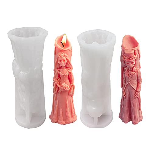 XIBEI 2 stücke Halloween Kerzenform Dekor, 3D Skelett Kerze Silikonformen, Frauen Männer Körperform Kerze Form, Säulenform Für Kerzen Harz Casting Seife Wachs Machen DIY Handwerk von XIBEI