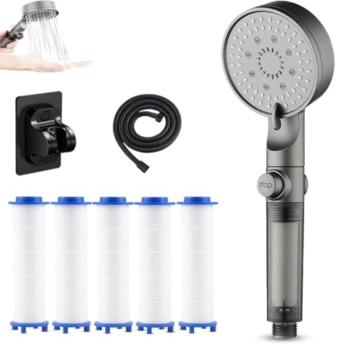 HydroBoost High Pressure 5-Mode Filtered Shower Head, Built-in Power Wash for Hard Waters (1pcs) von XIBHDN
