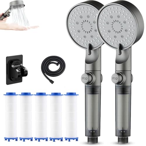 HydroBoost High Pressure 5-Mode Filtered Shower Head, Built-in Power Wash for Hard Waters (2pcs) von XIBHDN