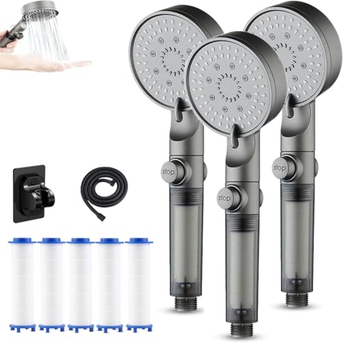 HydroBoost High Pressure 5-Mode Filtered Shower Head, Built-in Power Wash for Hard Waters (3pcs) von XIBHDN