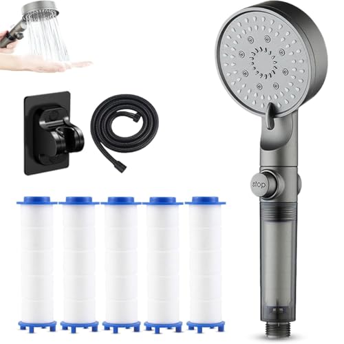 HydroBoost High Pressure 5-Mode Filtered Shower Head, Filtered Shower Head with Handheld, Powerful Shower Head High Pressure (B) von XIBHDN