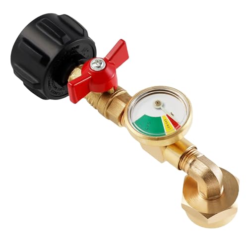 Propane Refill Elbow Adapter with Tank Gauge, Propane Refill Adapter, Multi-purpose Gas Refilling Converter for BBQ and Camping Stove Grill (1pcs) von XIBHDN