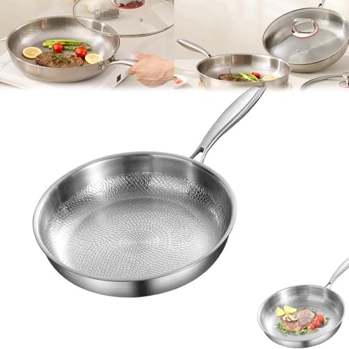 Titancore Titanium Hammered Pan Pro,100% Titaniums Pans for Cooking Non Stick,Titanium Hammered Pan Pro with Lid,for Fast Even Heating ,Compatible with All Cooktops (11.81 inches / 30 cm, No lid) von XIBHDN