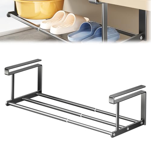 XIBHDN Slimdescent Cabinet Telescopic Shelf Shoes, Slimdescent Expandable Shoe Rack Organizer, Adjustable Shoes Rack, Multifunctional Cabinet Telescopic Shelf (Black/19.7-35.4in) von XIBHDN