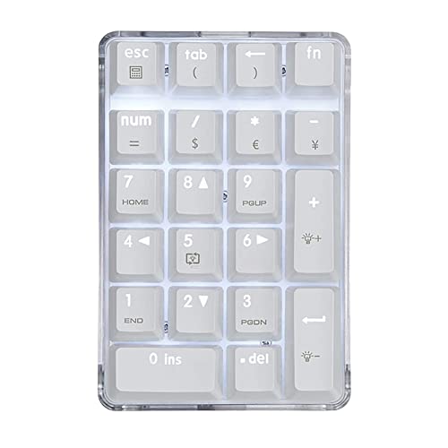 XIDIT Brown Switch Wired Gaming Keypad Crystal Case White Backlit 21 Keys Mini Numpad Keypad Keypad von XIDIT