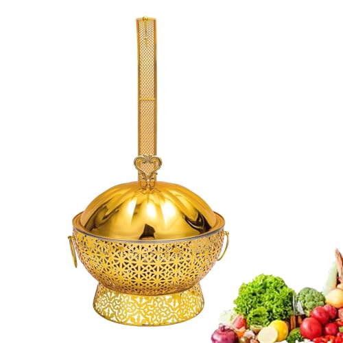 Goldfarbene Chafing Dishes, runder Chafing Dish aus Edelstahl, Ramadan-Tablett aus Metall mit Deckel und Griff, Ramadan-Dekoration mit abnehmbarer Abdeckung und Halterung for den Lebensmittelservice(8 Goldfarbene Chafing Dishes, runder Chafing Dish aus Edelstahl, Ramadan-Tablett aus Metall mit Deckel und Griff, Ramadan-Dekoration mit abnehmbarer Abdeckung und Halterung for den Lebensmittelservice(8 von XIEHEMAO