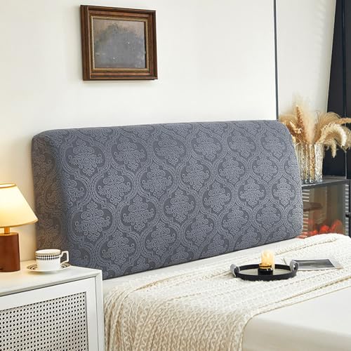 XIEHEMAO Bettkopfteilbezug mit Jacquard-Textur, Einzel-/Doppelbett, elastischer Jacquard-Nachttischbezug for das Bett im Schlafzimmer, leicht zu reinigender Kopfteilbezug(Dark Gray,150cm) von XIEHEMAO