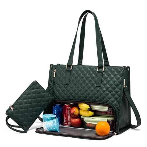 XIEHUANGJIYI 2-in-1-Lunchbag-Kombination, auslaufsichere Kühltasche mit Aufbewahrungstasche, 2-in-1-Kühltasche, Tragetasche mit Lunchfach(Green) von XIEHUANGJIYI