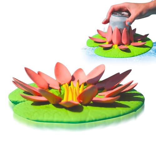 XIEHUANGJIYI Weinglas-Seerosenständer fürs Badezimmer, Weinlilien- und Kerzenlilien-Set, 1 schwimmender Weinglashalter & 3 Kerzenhalter, schwimmender Kerzenhalter(Pink,Wine glass rack) von XIEHUANGJIYI