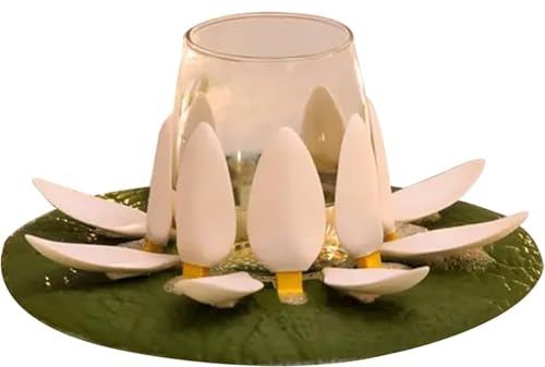 XIEHUANGJIYI Weinglas-Seerosenständer fürs Badezimmer, Weinlilien- und Kerzenlilien-Set, 1 schwimmender Weinglashalter & 3 Kerzenhalter, schwimmender Kerzenhalter(White,Glass rack+3 candle holders) XIEHUANGJIYI Weinglas-Seerosenständer fürs Badezimmer, Weinlilien- und Kerzenlilien-Set, 1 schwimmender Weinglashalter & 3 Kerzenhalter, schwimmender Kerzenhalter(White,Glass rack+3 candle holders) von XIEHUANGJIYI