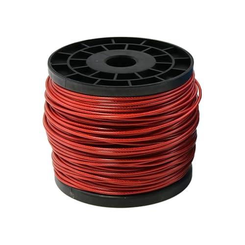 XIEHYA Kunststoffbeschichteter Stahldraht 304 Edelstahl-Metallkabel, beschichtet mit rotem PVC, 2/3,0 mm Durchmesser nach der Beschichtung, Flexibles Stahlkabel Für Aufhängen(2.0mm red,40.0M) von XIEHYA