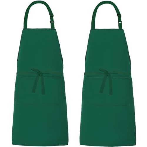 XIEJINJIA 2er-Pack Verstellbare Canvas Schürzen mit 2 Taschen Kochschürze Kochen Backen Garten für Frauen Männer Grün XIEJINJIA 2er-Pack Verstellbare Canvas Schürzen mit 2 Taschen Kochschürze Kochen Backen Garten für Frauen Männer Grün von XIEJINJIA