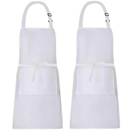 XIEJINJIA 2er-Pack Verstellbare Canvas Schürzen mit 2 Taschen Kochschürze Kochen Backen Garten für Frauen Männer Weiß XIEJINJIA 2er-Pack Verstellbare Canvas Schürzen mit 2 Taschen Kochschürze Kochen Backen Garten für Frauen Männer Weiß von XIEJINJIA