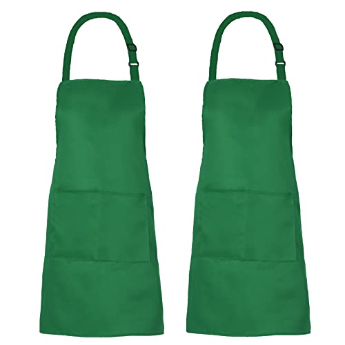 XIEJINJIA 2er-Pack Wasserabweisend Verstellbare Latz Schürze Zuhause Küche Kochen Kochschürze für Damen und Herren Grün von XIEJINJIA