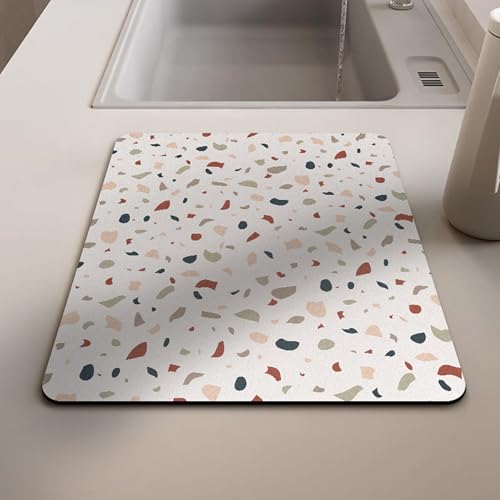 Abtropfmatte für Küchentheke, Abtropfgestell, Arbeitsplatte, super saugfähige Abtropfmatte, schnell trocknende Geschirrunterlage mit rutschfestem Design, Kaffeemaschinen-Pads (2 Stück, 40 x 30 cm von XIEMINLE