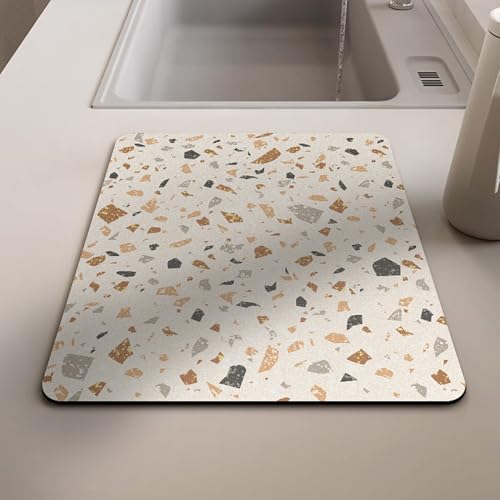 Abtropfmatte für Küchentheke, Abtropfgestell, Arbeitsplatte, super saugfähige Abtropfmatte, schnell trocknende Geschirrunterlage mit rutschfestem Design, Kaffeemaschinen-Pads (2 Stück, 40 x 30 cm von XIEMINLE