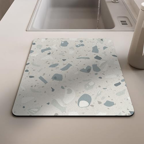 Abtropfmatte für Küchentheke, Abtropfgestell, Arbeitsplatte, super saugfähige Abtropfmatte, schnell trocknende Geschirrunterlage mit rutschfestem Design, Kaffeemaschinen-Pads (2 Stück, 50 x 40 cm von XIEMINLE