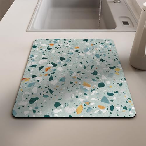 Abtropfmatte für Küchentheke, Abtropfgestell, Arbeitsplatte, super saugfähige Abtropfmatte, schnell trocknende Geschirrunterlage mit rutschfestem Design, Kaffeemaschinen-Pads (2 Stück, 60 x 50 cm von XIEMINLE