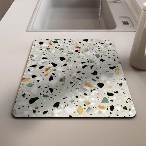 Abtropfmatte für Küchentheke, Abtropfgestell, Arbeitsplatte, super saugfähige Abtropfmatte, schnell trocknende Geschirrunterlage mit rutschfestem Design, Kaffeemaschinen-Pads (2 Stück, 60 x 50 cm von XIEMINLE