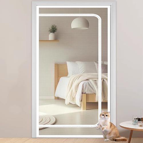 Benutzerdefinierte Größen Katzennetz für Balkon, Katzenfeste Netzgittertür, Fliegengitter Tür, Insektenschutz Fliegenvorhang, Geeignet für Schlafzimmer, Terrasse von XIEMINLE