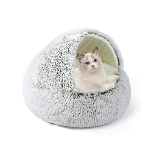 Donut-Katzenbett, beruhigend, Anti-Angst, kleine Katzenhöhle, weiches Haustierbett, Höhle, flauschiges Haustiernest, rundes Kätzchenhaus mit rutschfester Unterseite, für Welpen und Kätzchen, 40 x 40 x von XIEMINLE