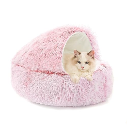 Donut-Katzenbett für den Innenbereich, Plüsch-Höhlenbett für Kätzchen, mit Kapuze, kleines Katzennest, flauschig, beruhigend, selbstwärmend, Haustierhöhle mit rutschfester Unterseite, 60 x 60 x 20 cm Donut-Katzenbett für den Innenbereich, Plüsch-Höhlenbett für Kätzchen, mit Kapuze, kleines Katzennest, flauschig, beruhigend, selbstwärmend, Haustierhöhle mit rutschfester Unterseite, 60 x 60 x 20 cm von XIEMINLE