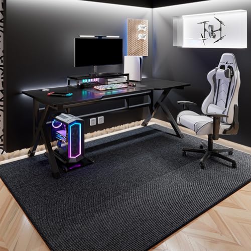 Gaming-Stuhlmatte, Bürostuhlmatte für Hartholzböden, rutschfeste Computer-Schreibtisch-Bodenmatte, Stuhlrollmatte, Stuhlteppich, Computerstuhl-Teppich, Bodenschutzmatte (100 x 100 cm, Grau 2) von XIEMINLE