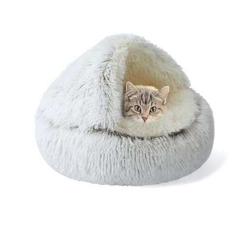 Katzenbett, Höhlen, flauschiges Katzenkissen mit Kapuze für den Innenbereich, Plüsch-Haustierhaus, gemütliches Haustier-Schlafhöhle, warmes Kätzchennest, Donut-beruhigendes Bett mit rutschfester Katzenbett, Höhlen, flauschiges Katzenkissen mit Kapuze für den Innenbereich, Plüsch-Haustierhaus, gemütliches Haustier-Schlafhöhle, warmes Kätzchennest, Donut-beruhigendes Bett mit rutschfester von XIEMINLE