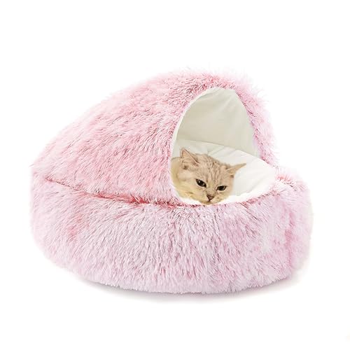Katzenbett, flauschig, Donut-Katzenhöhle, Plüsch, Anti-Angst, Haustierbett für Kätzchen und Welpen, mit Kapuze, Schlafhöhle, gemütlich, kleines Kätzchennest mit rutschfester Unterseite, 50 x 50 x 20 Katzenbett, flauschig, Donut-Katzenhöhle, Plüsch, Anti-Angst, Haustierbett für Kätzchen und Welpen, mit Kapuze, Schlafhöhle, gemütlich, kleines Kätzchennest mit rutschfester Unterseite, 50 x 50 x 20 von XIEMINLE