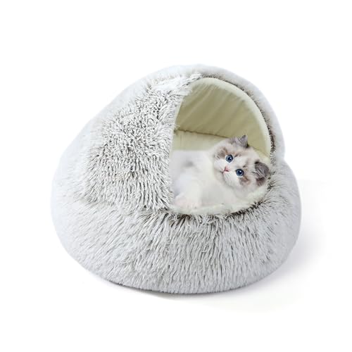 Katzenbett, flauschig, mit Kapuze, Katzenhöhle für den Innenbereich, Plüsch-Schlafbett, Höhle, maschinenwaschbar, Haustier-Schlafkissen, beruhigendes Kätzchennest mit rutschfester Unterseite (60 x 60 Katzenbett, flauschig, mit Kapuze, Katzenhöhle für den Innenbereich, Plüsch-Schlafbett, Höhle, maschinenwaschbar, Haustier-Schlafkissen, beruhigendes Kätzchennest mit rutschfester Unterseite (60 x 60 von XIEMINLE