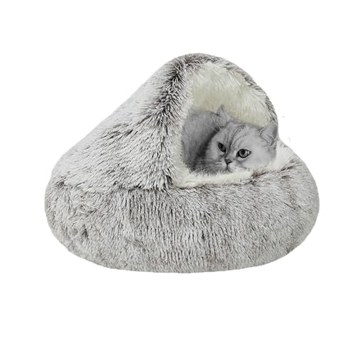 Katzenbett, flauschig, mit Kapuze, warmes Haustierbett, Höhlen, gemütlich, beruhigend, Haustier-Schlafkissen, Plüsch, Donut-Kuschelnest mit rutschfester Unterseite, für Welpen und Kätzchen, 50 x 50 x Katzenbett, flauschig, mit Kapuze, warmes Haustierbett, Höhlen, gemütlich, beruhigend, Haustier-Schlafkissen, Plüsch, Donut-Kuschelnest mit rutschfester Unterseite, für Welpen und Kätzchen, 50 x 50 x von XIEMINLE