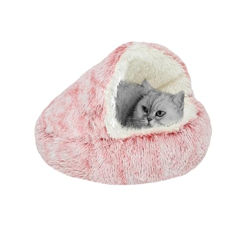 Katzenbett, flauschig, mit Kapuze, warmes Haustierbett, Höhlen, gemütlich, beruhigend, Haustier-Schlafkissen, Plüsch, Donut-Kuschelnest mit rutschfester Unterseite, für Welpen und Kätzchen, 50 x 50 x Katzenbett, flauschig, mit Kapuze, warmes Haustierbett, Höhlen, gemütlich, beruhigend, Haustier-Schlafkissen, Plüsch, Donut-Kuschelnest mit rutschfester Unterseite, für Welpen und Kätzchen, 50 x 50 x von XIEMINLE
